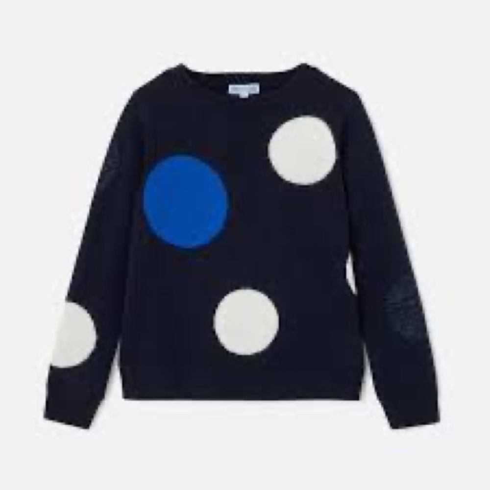 Jacadi Navy and Cream Metallic Polka Dot Sweater